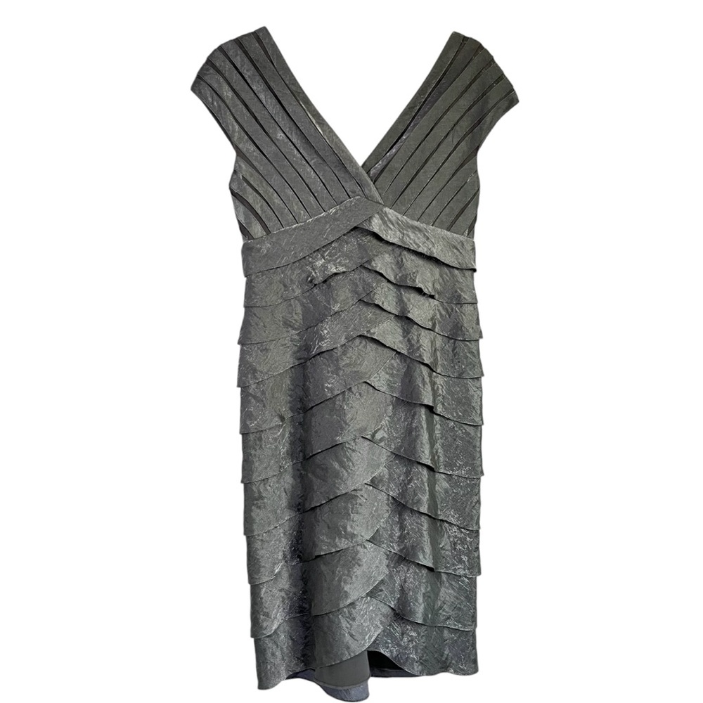 Cache Metallic Crinkle Tiered Cocktail Dress Sz‎ 6